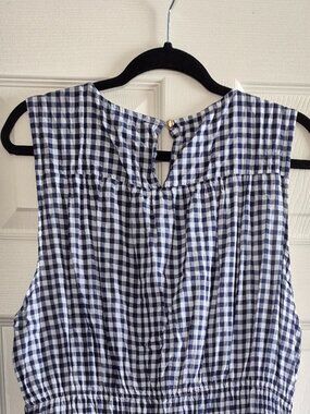 Draper James RSVP Navy Blue & White Gingham Cotton Maxi Dress
